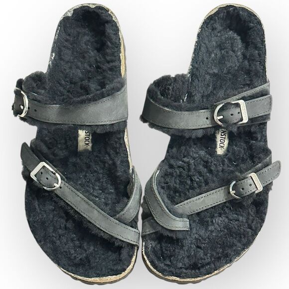 Birkenstock Shearling Fur Black Suede Women’s Regular Fit Mayari Womens 9 - Picture 1 of 12